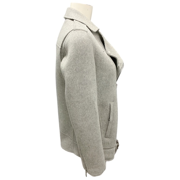 THEORY MELANGE GREY PERFECT MOTO DOUBLE FACE JACKET - Picture 2 of 5